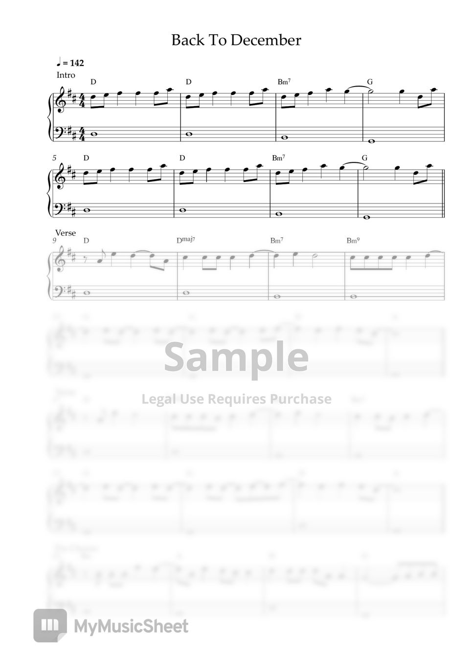 Taylor Swift - Back to December (EASY PIANO SHEET) by Pianella Piano