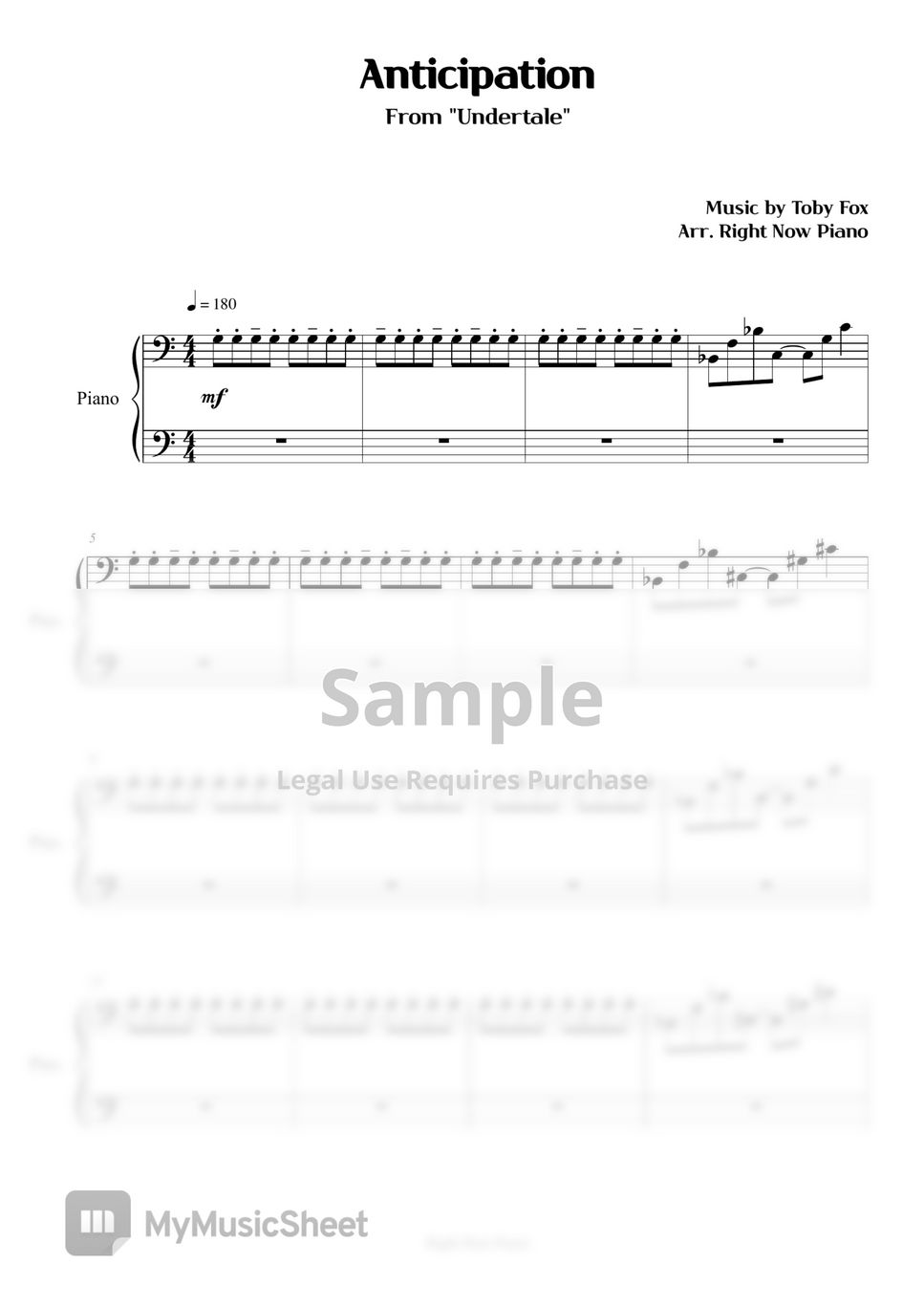 Undertale Anticipation Sheets By Right Now Piano   4c6b09f9c837a427a8c4008071747725