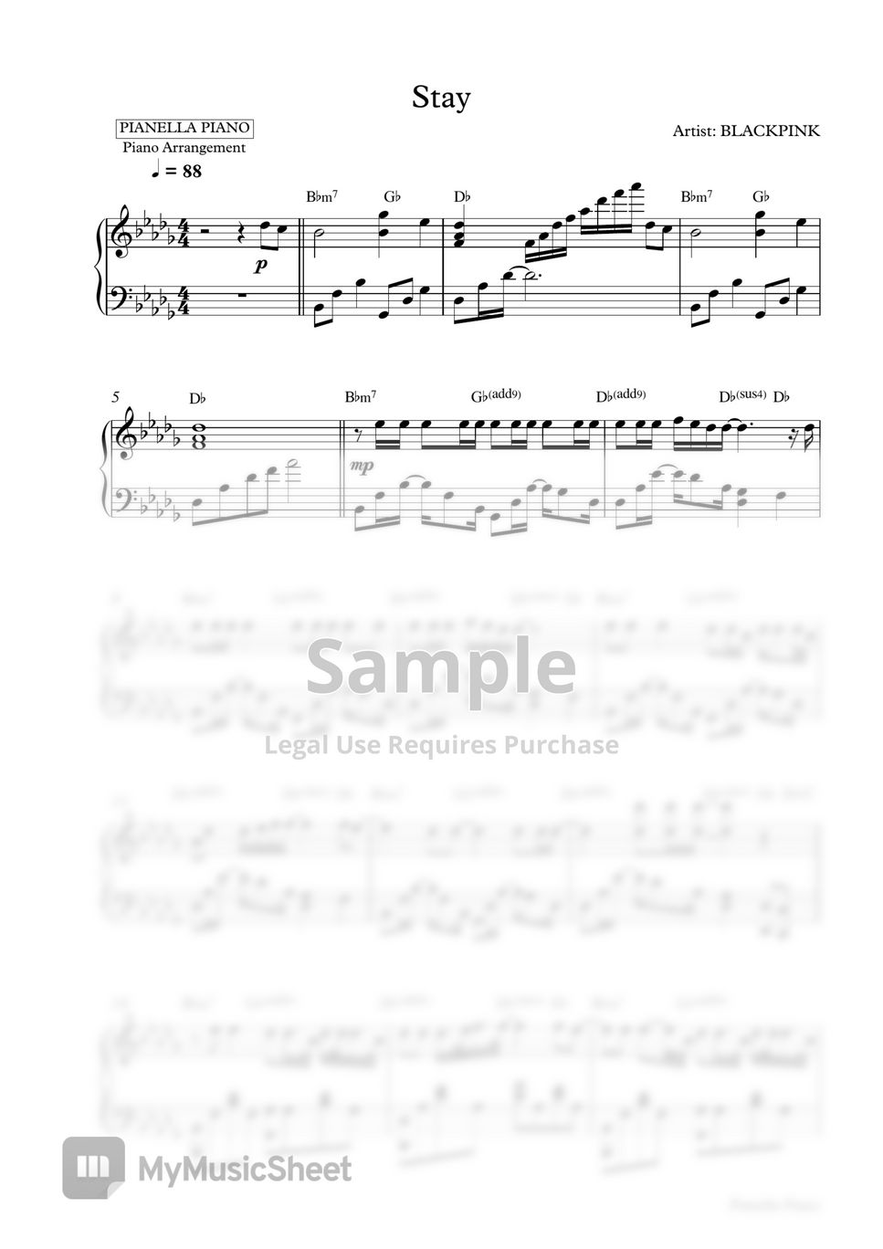BLACKPINK - [Package B] 6 Piano Sheets only $25 by Pianella Piano