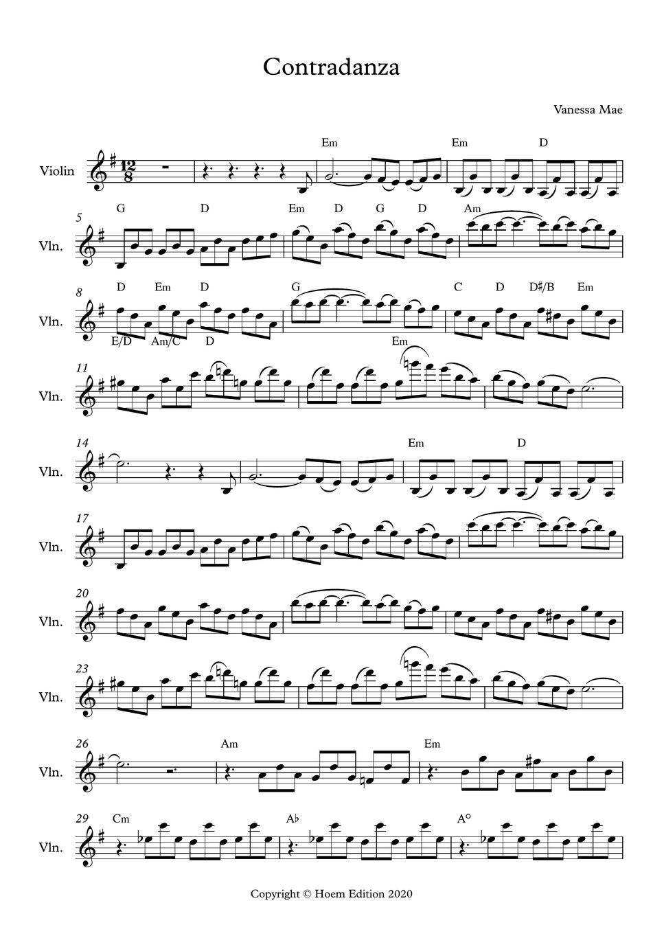 Vanessa Mae Contradanza (Electric Violin) Sheet by Hoem