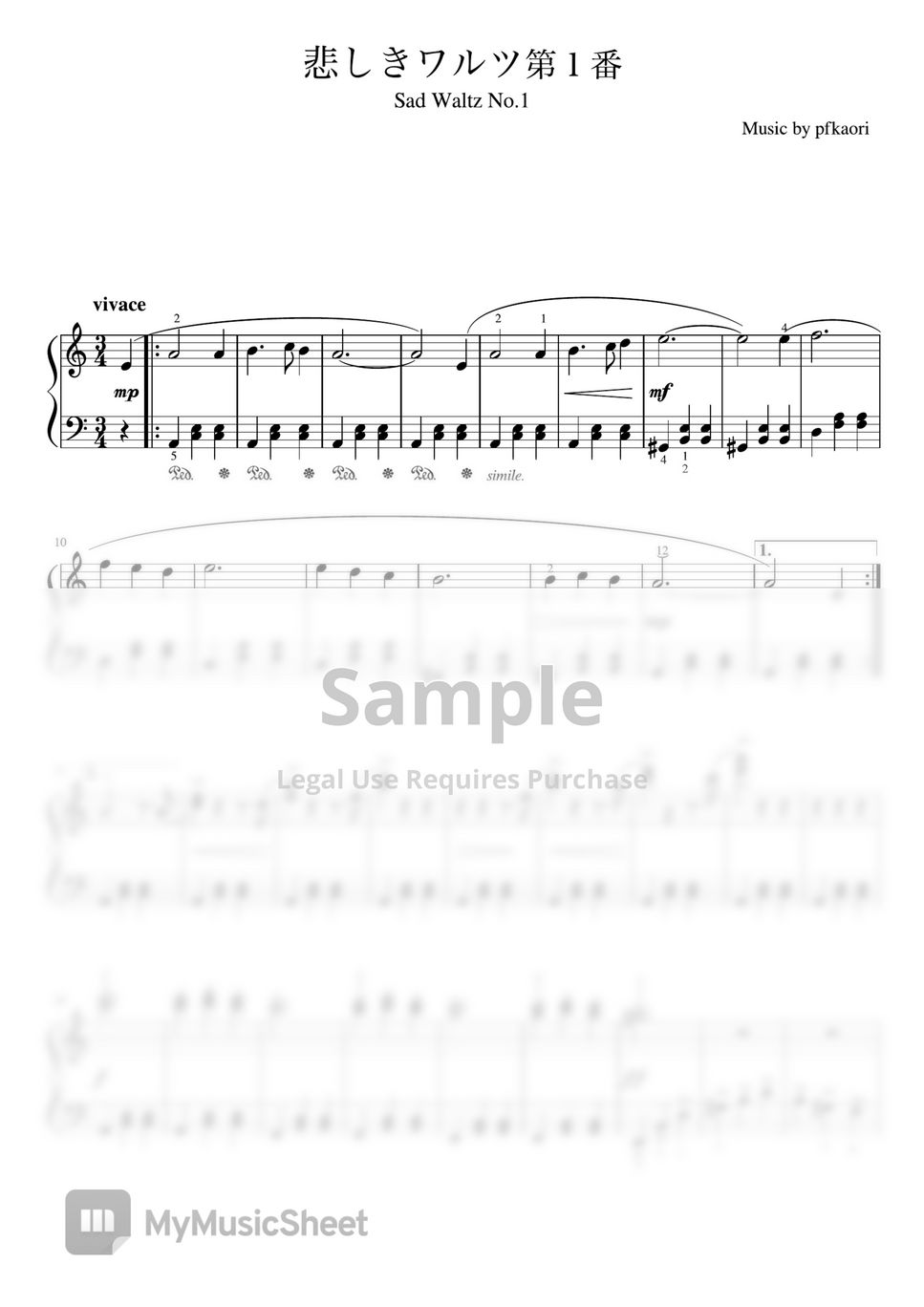 pfkaori - Sad Walz No.1 (Pianosolo/Intermediate)