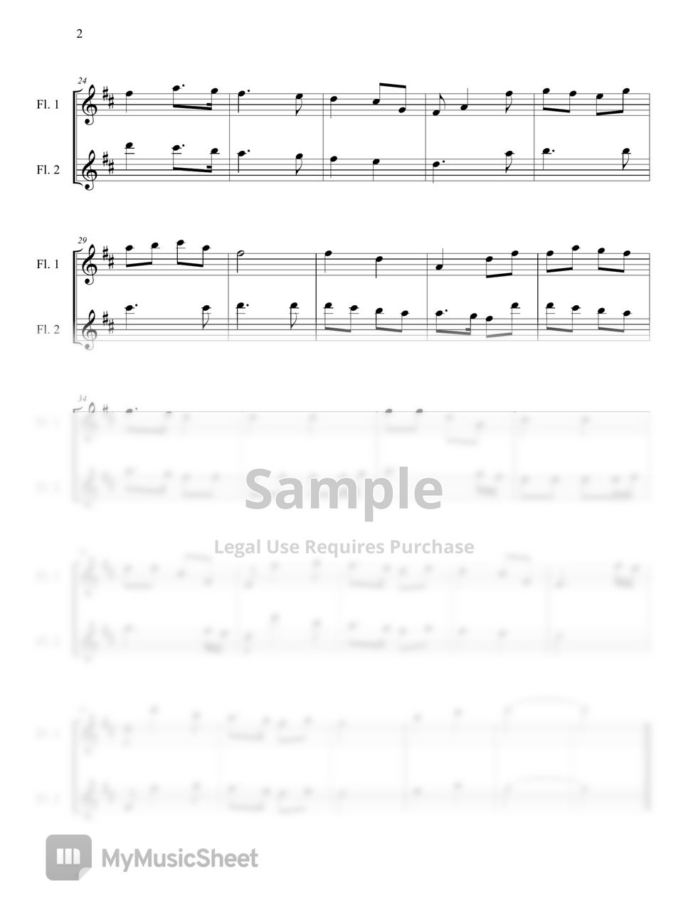 G. F. Handel 기쁘다 구주 오셨네 (크리스마스 캐롤) (Flute Duet) 악보 by 바론아트