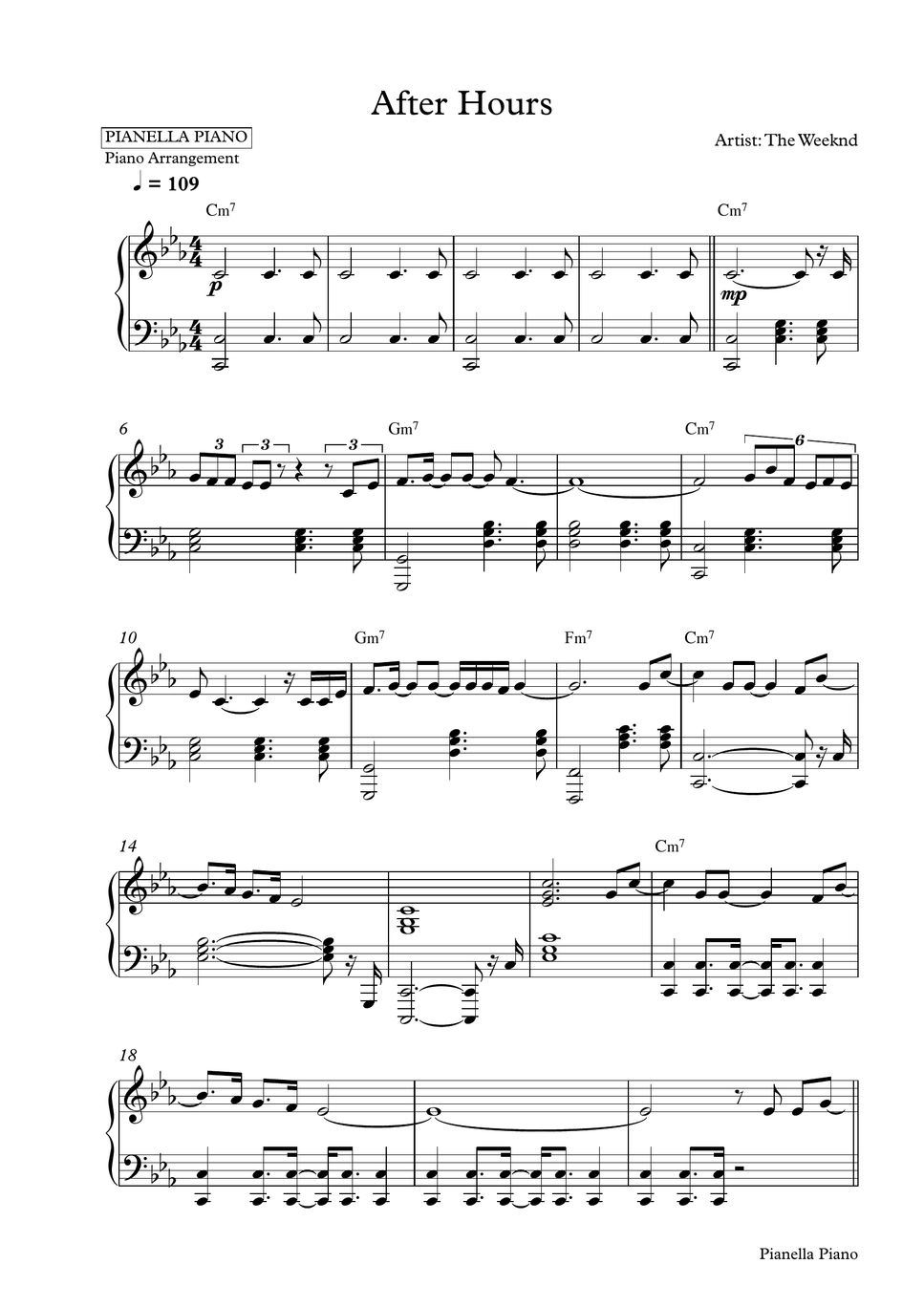 The Weeknd - Sacrifice (Piano Sheet) Sheets by Pianella Piano