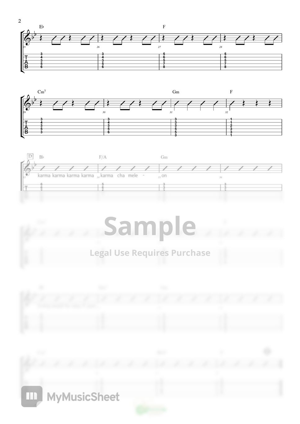 Culture Club Karma Chamelon Tab + 1staff by 빈사마기타나라