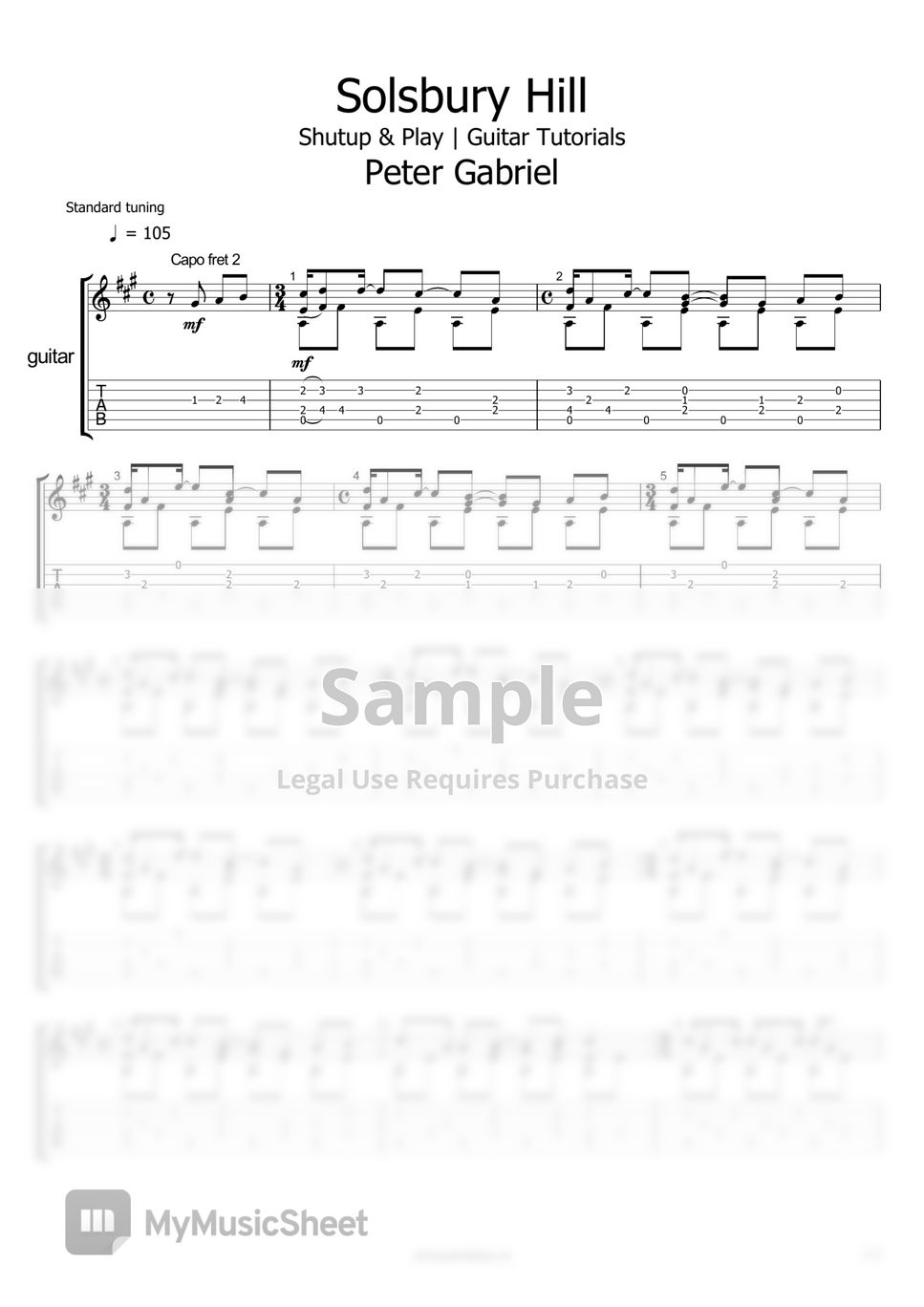 Peter Gabriel - Solsbury Hill by Shutup & Play | Guitar Tutorials