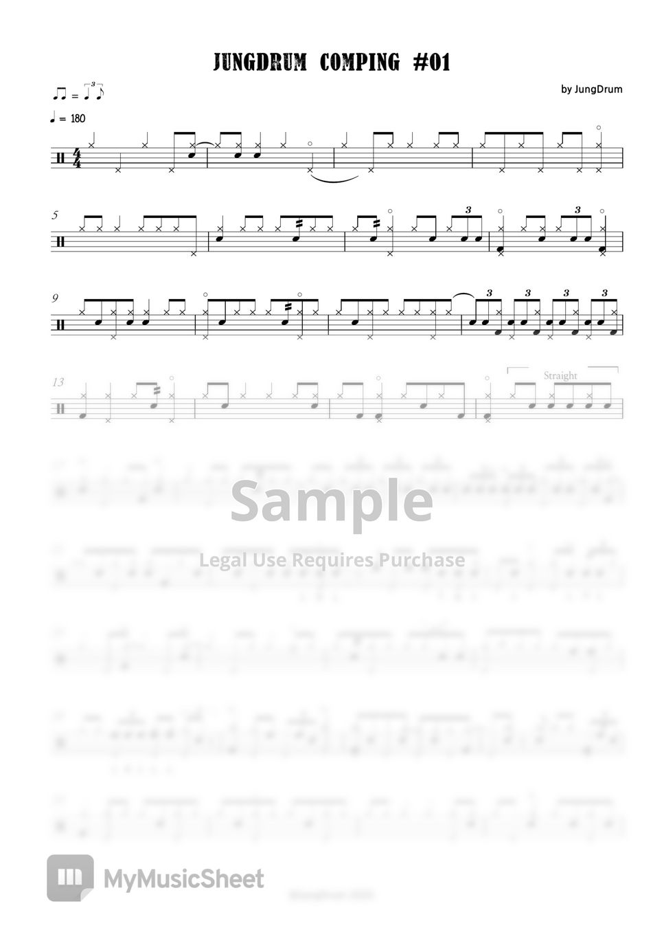 JD Jazz Drum Comping Solo 01 Sheets by DrumCore
