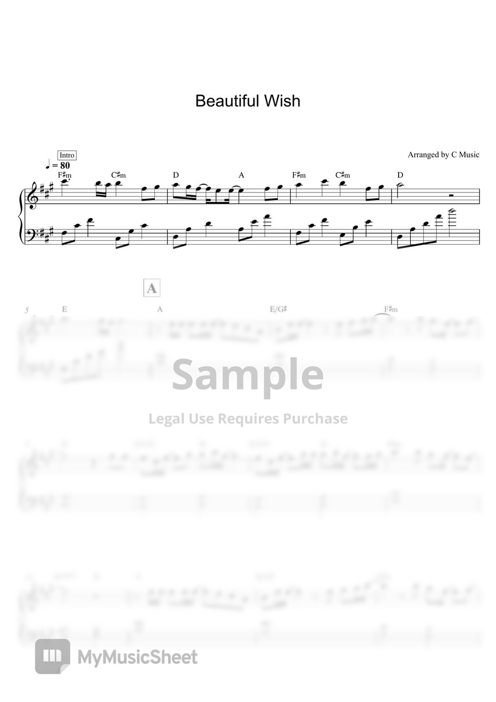 Mermaid Melody - Beautiful Wish (Easy Version) by C Piano