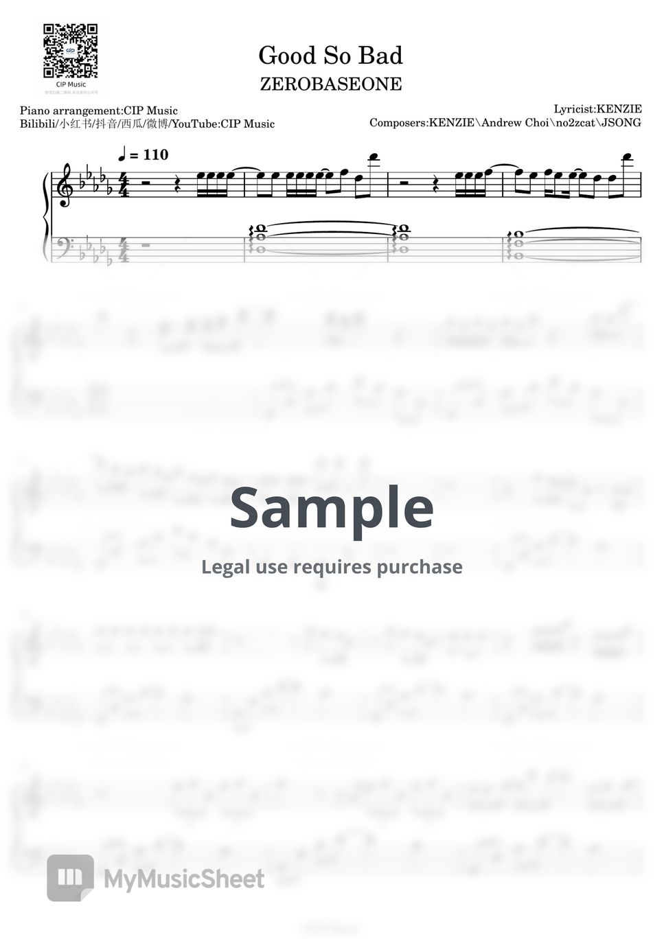 ZEROBASEONE - Good So Bad Sheets by CIP Music