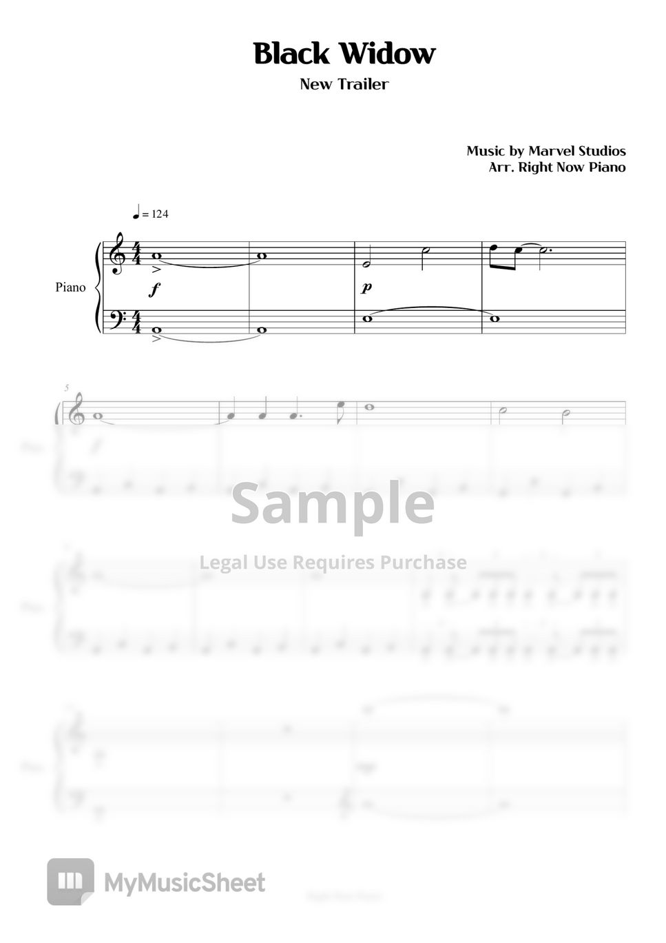 Black Widow New Trailer Sheets By Right Now Piano 3861