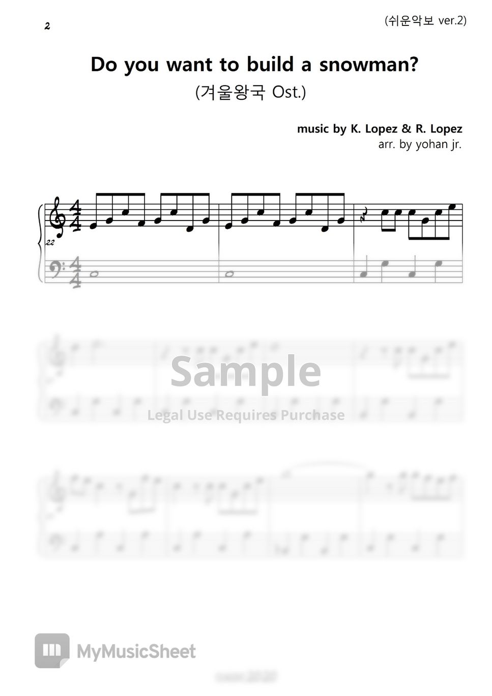 K. Lopez & R. Lopez Do you want to build a snowman? (easy piano