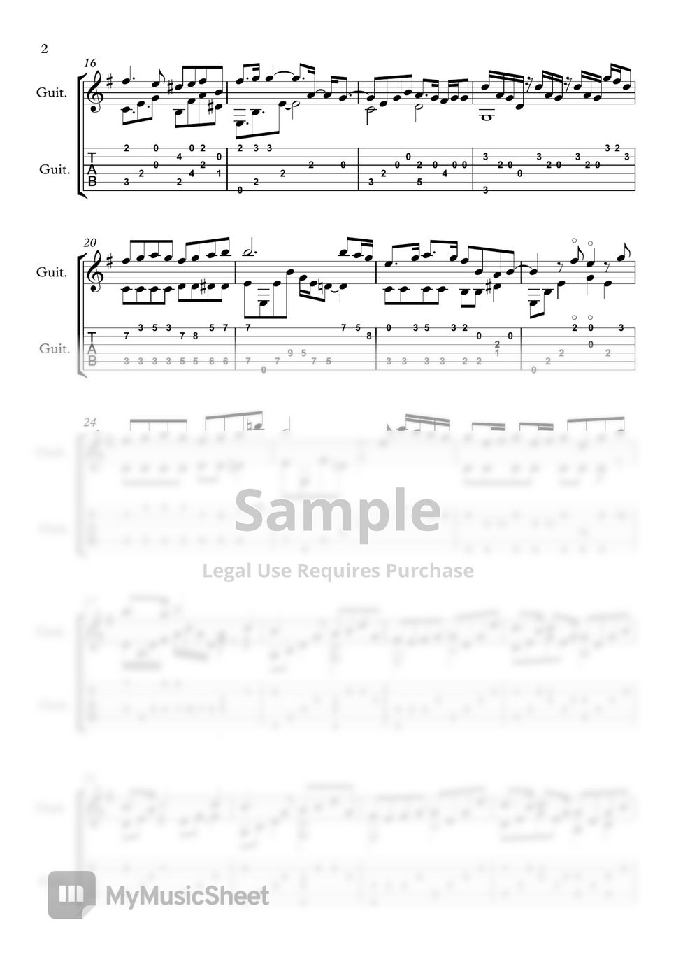 Ryokuoushoku Shakai Shout baby (Classical guitar/Guitar cover) Tab