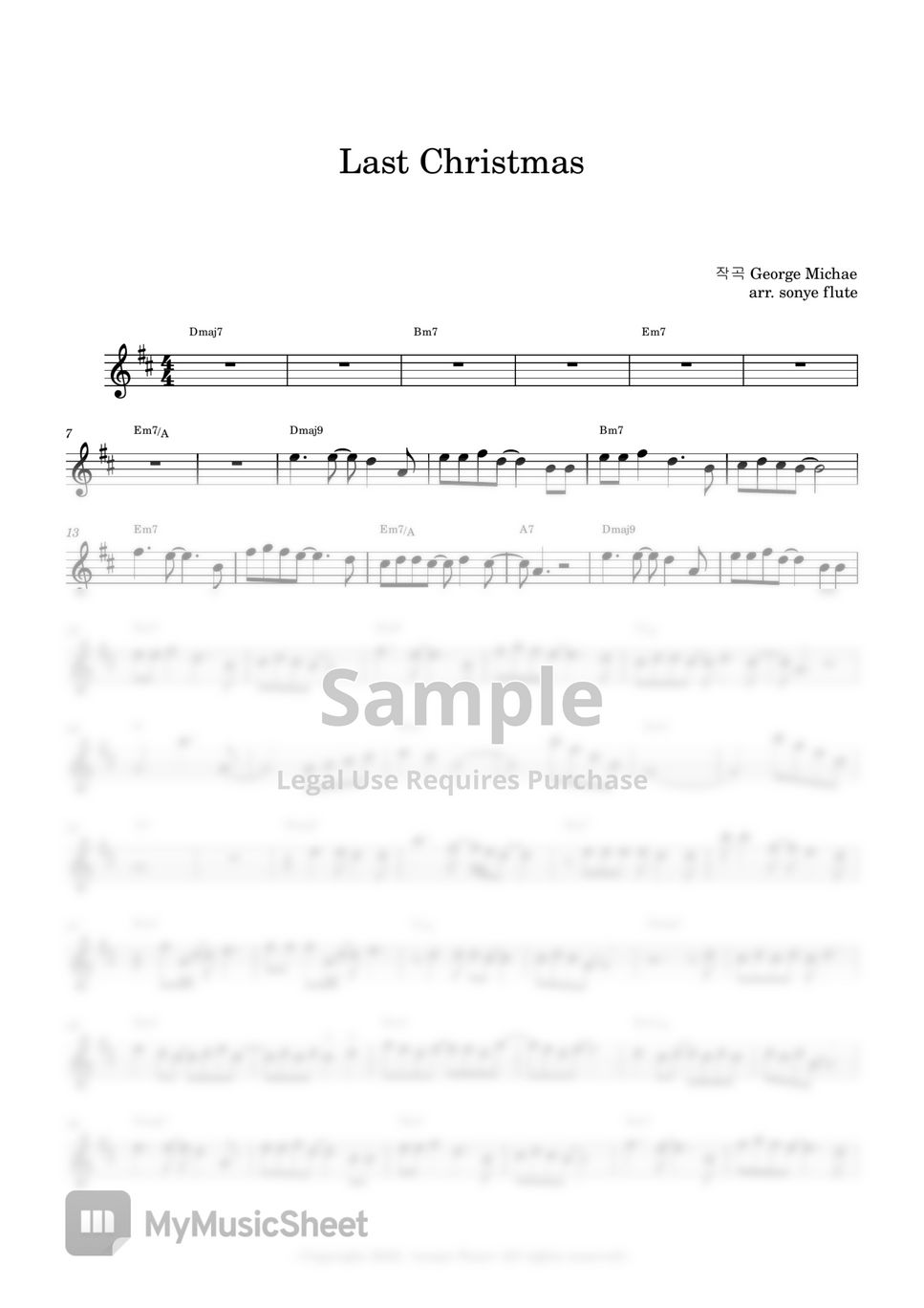 Wham! - Last Christmas (Flute Sheet Music) by sonye flute