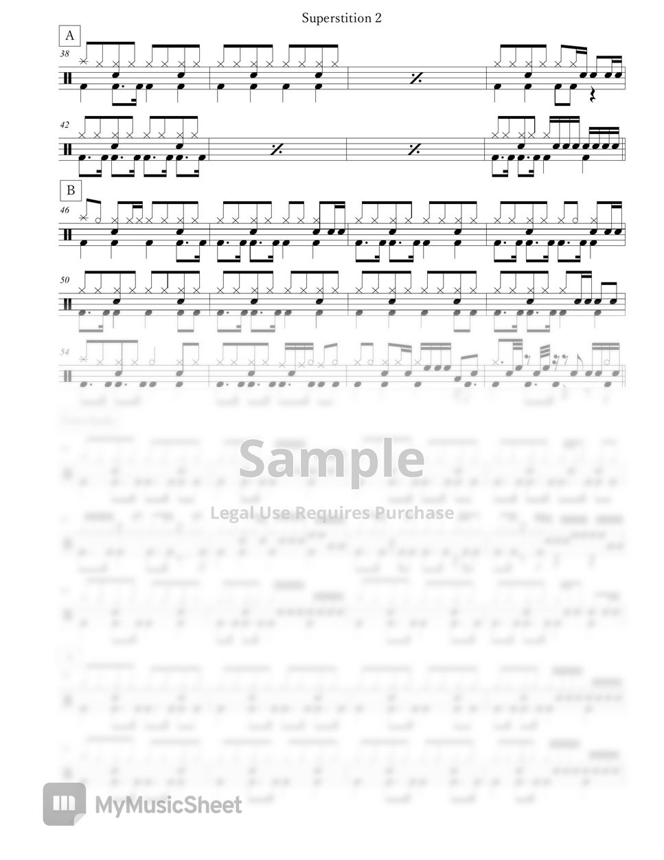 Stevie Wonder Superstition Sheet by Arkadia Drums