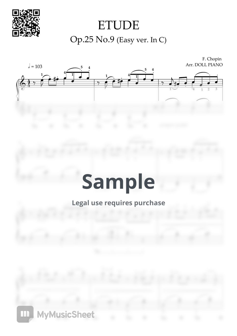 chopin - 쇼팽 에튀드 Op.25 No.9 (나비) (쉬운버전, 다장조, 작은손) by DOLL PIANO