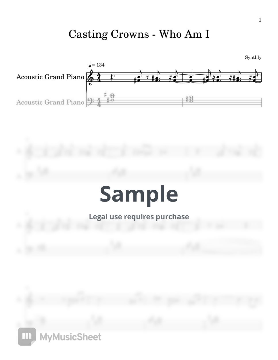 Casting Crowns - Who Am I (EASY PIANO SHEET) Sheets by Synthly
