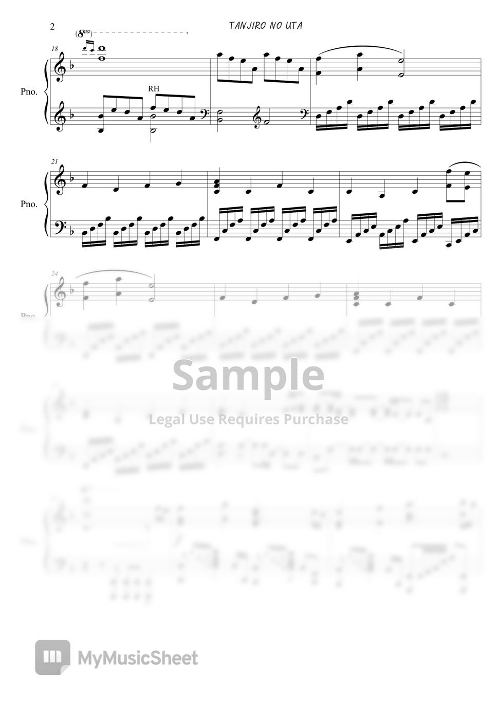 Demon Slayer Episode 19 ED Kamado Tanjiro no Uta Sheet music for Piano  (Solo)