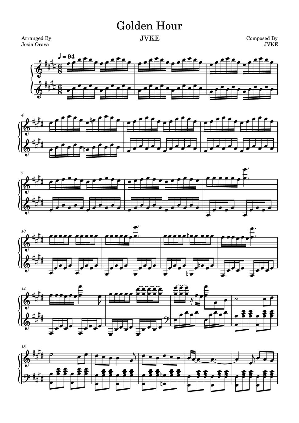 JVKE Golden Hour Piano Sheet Sheets By Josia Orava