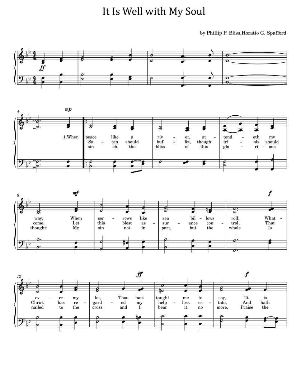 Phillip P. Bliss,Horatio G. Spafford It Is Well with My Soul (SATB