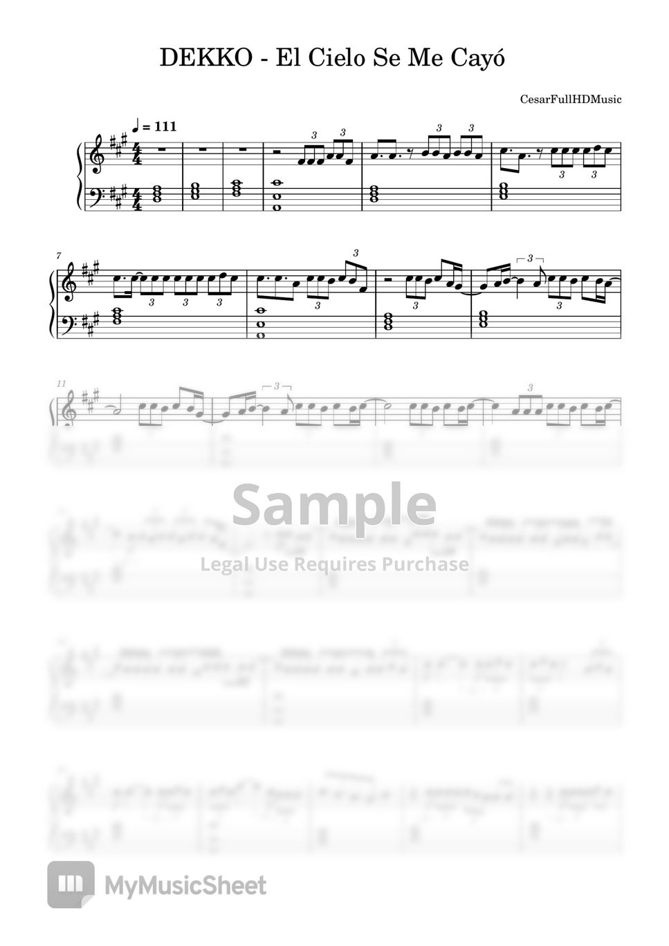 DEKKO El Cielo Se Me Cayó Sheets