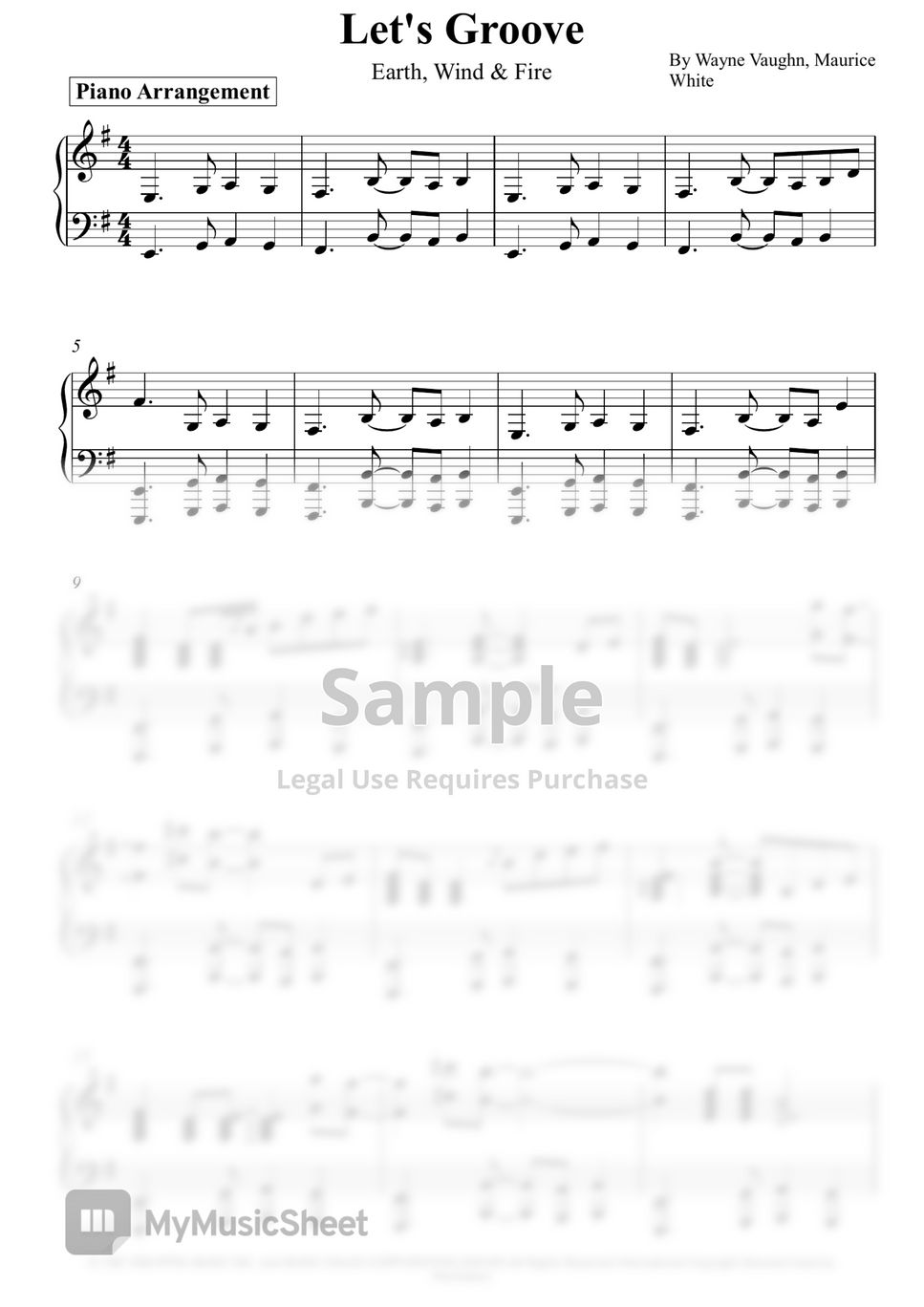 Earth, Wind & Fire Let's Groove 楽譜 by Piano Go Life