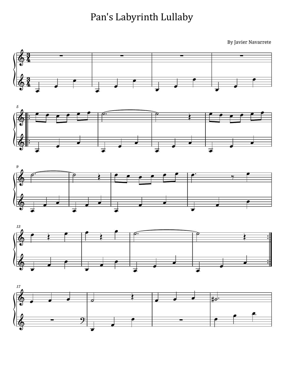 Javier Navarrete - Pan's Labyrinth Lullaby (For Easy Piano) Sheet by poon