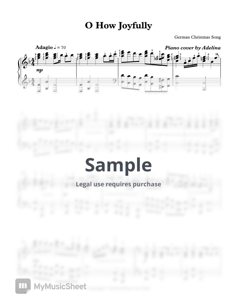 Christmas Song - O How Joyfully Sheets by Adelina Piano