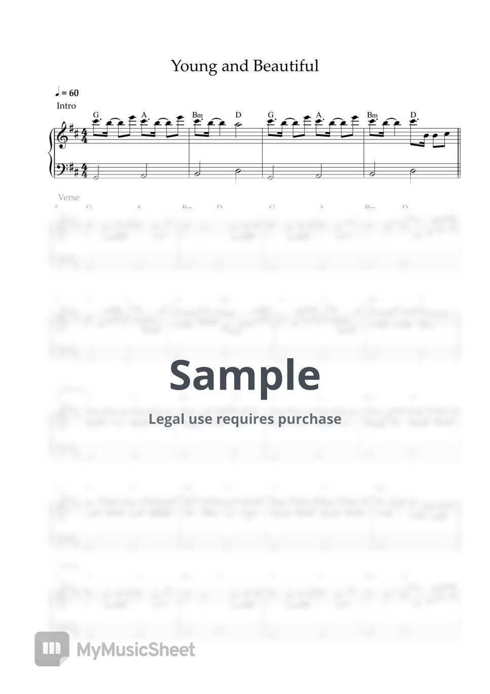 Lana Del Rey - Young and Beautiful (EASY PIANO SHEET) by PP