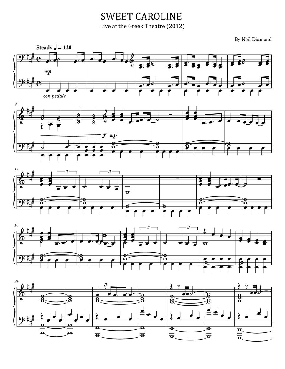 Neil Diamond - Sweet Caroline (For Piano Solo) Sheets by poon