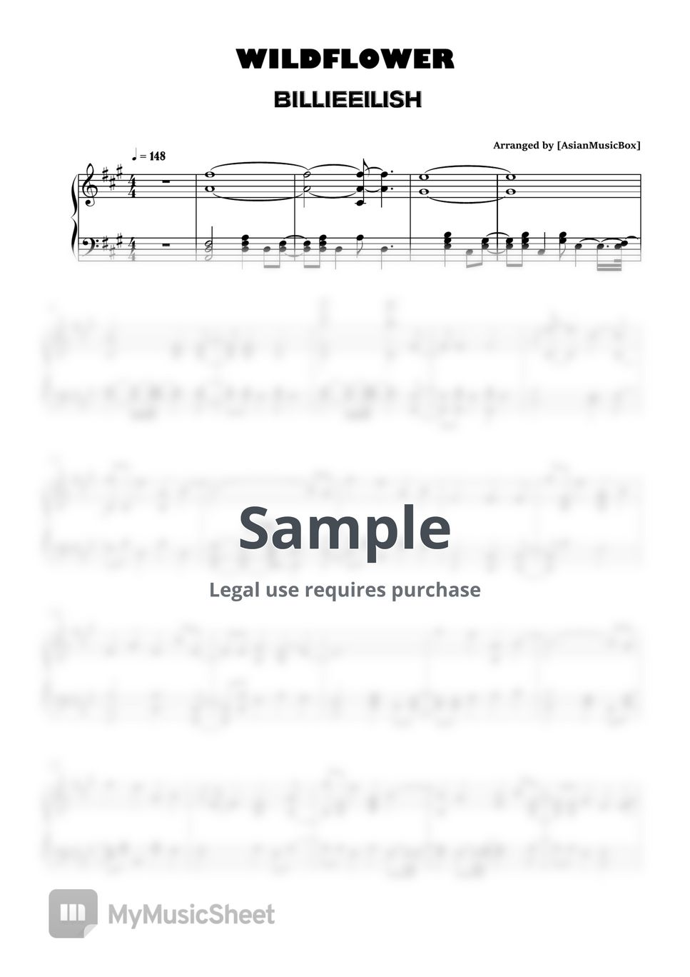 Billie Eilish - WILDFLOWER (Sheet, MIDI, MultiTracks & WAV) by AsianMusicBox