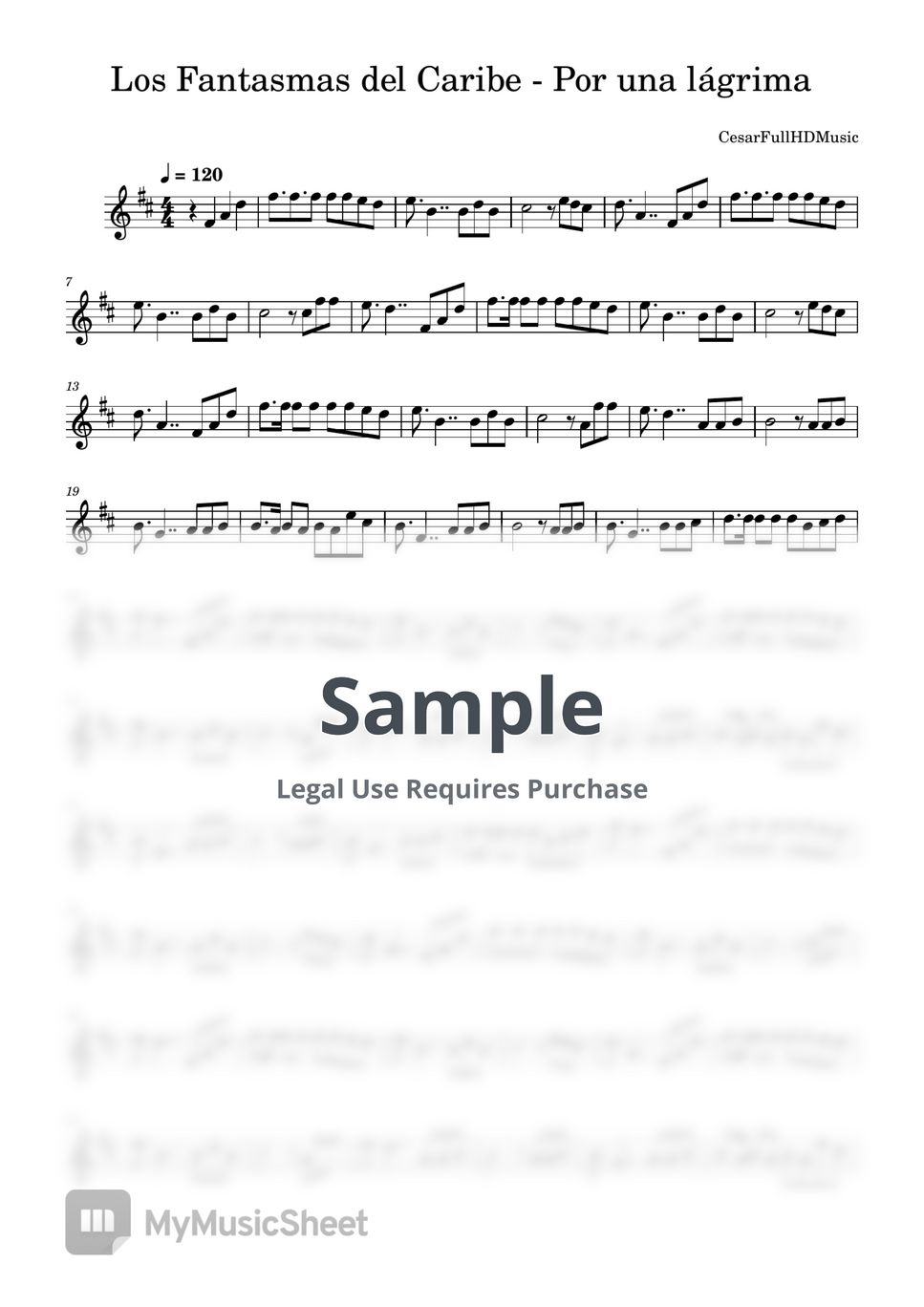 Los Fantasmas del Caribe - Por una lágrima Sheets