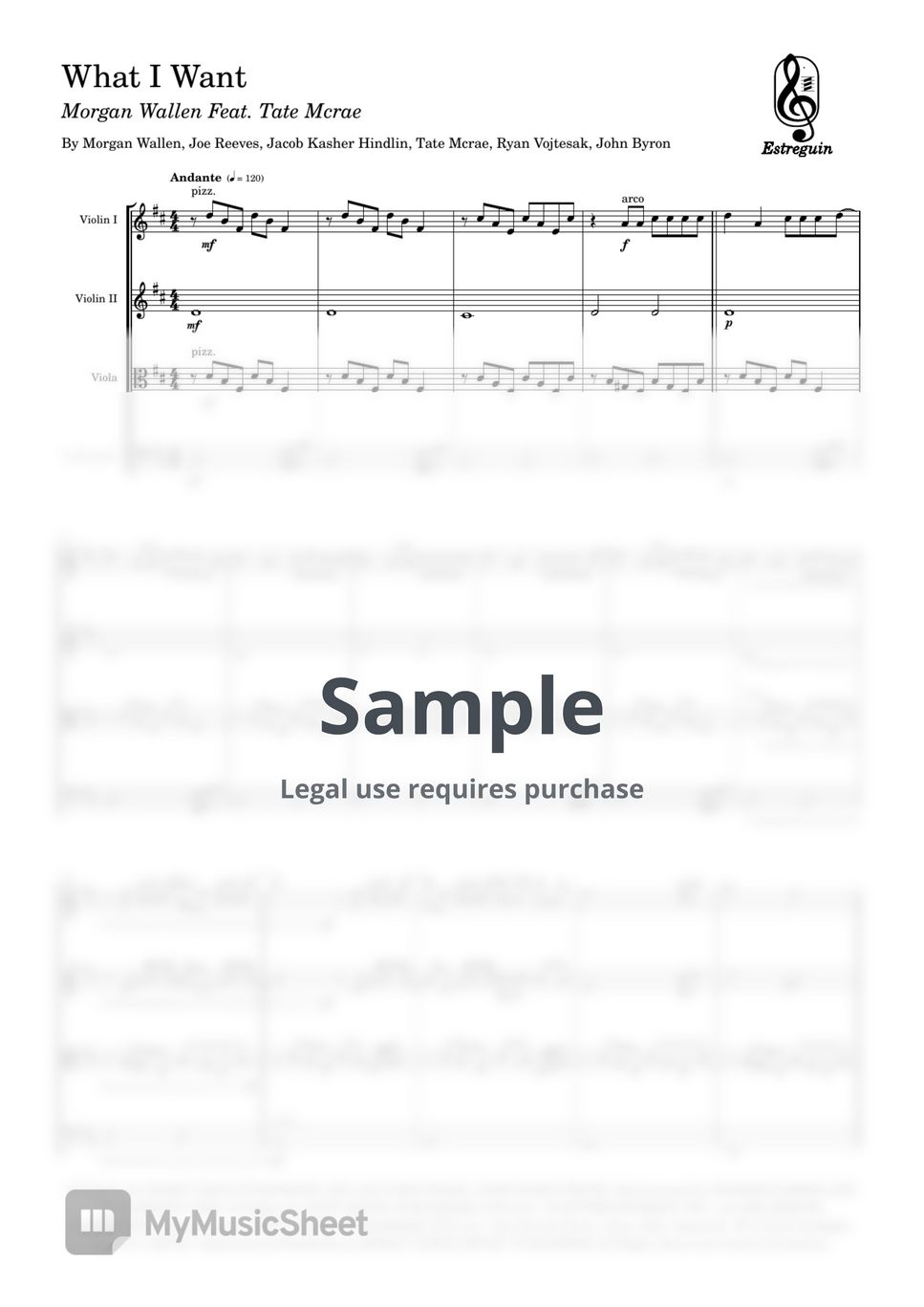 Morgan Wallen - What I Want (String Quartet) Sheet Music by Estreguin ...