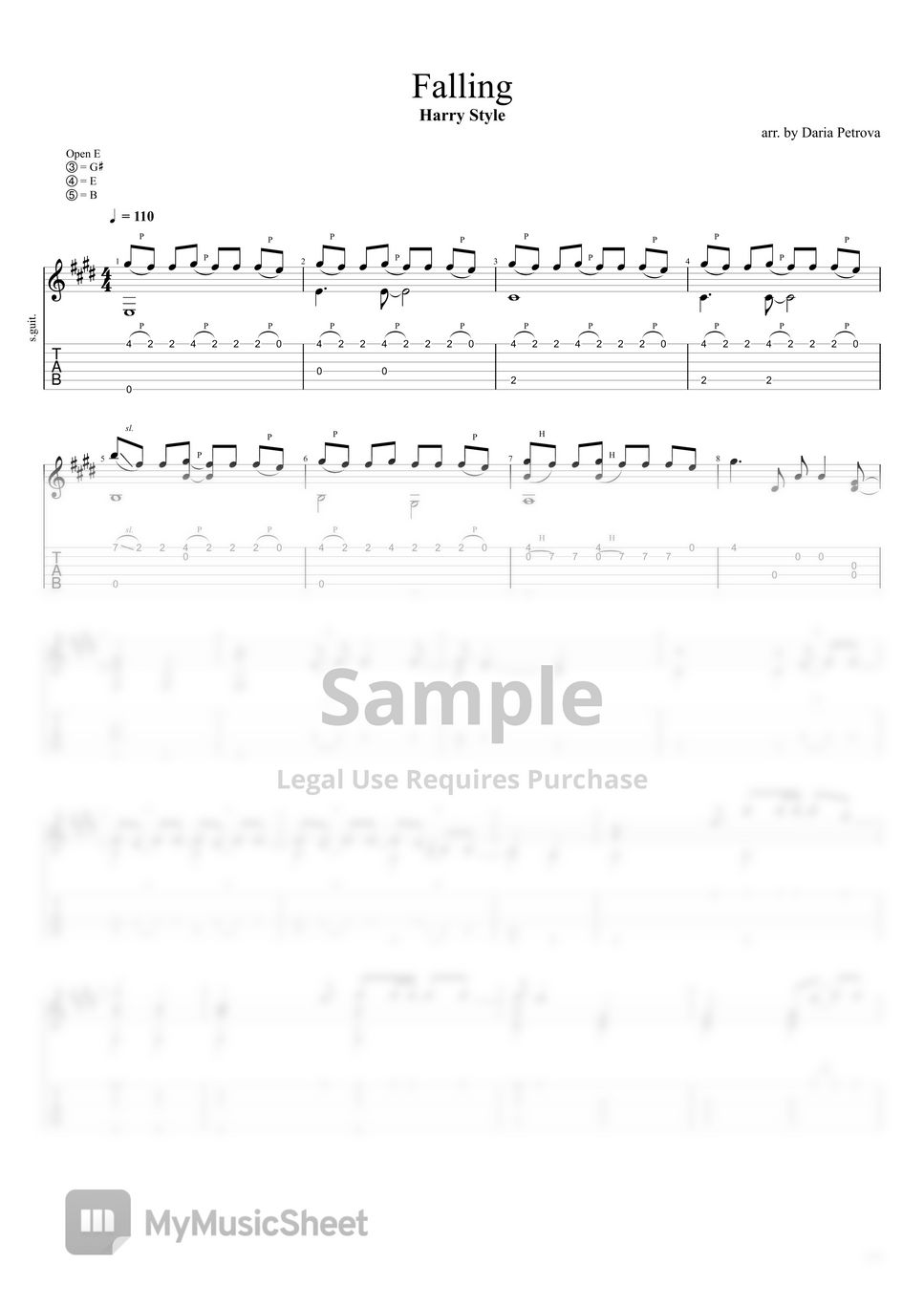 Harry Styles Falling (Fingerstyle Guitar Arrangement, Open E Tuning