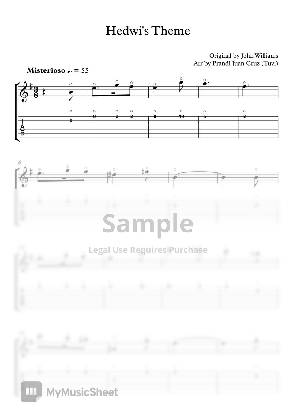 John Williams - Hedwi's theme (Classical guitar/Guitar cover) by Tuvi_guitar