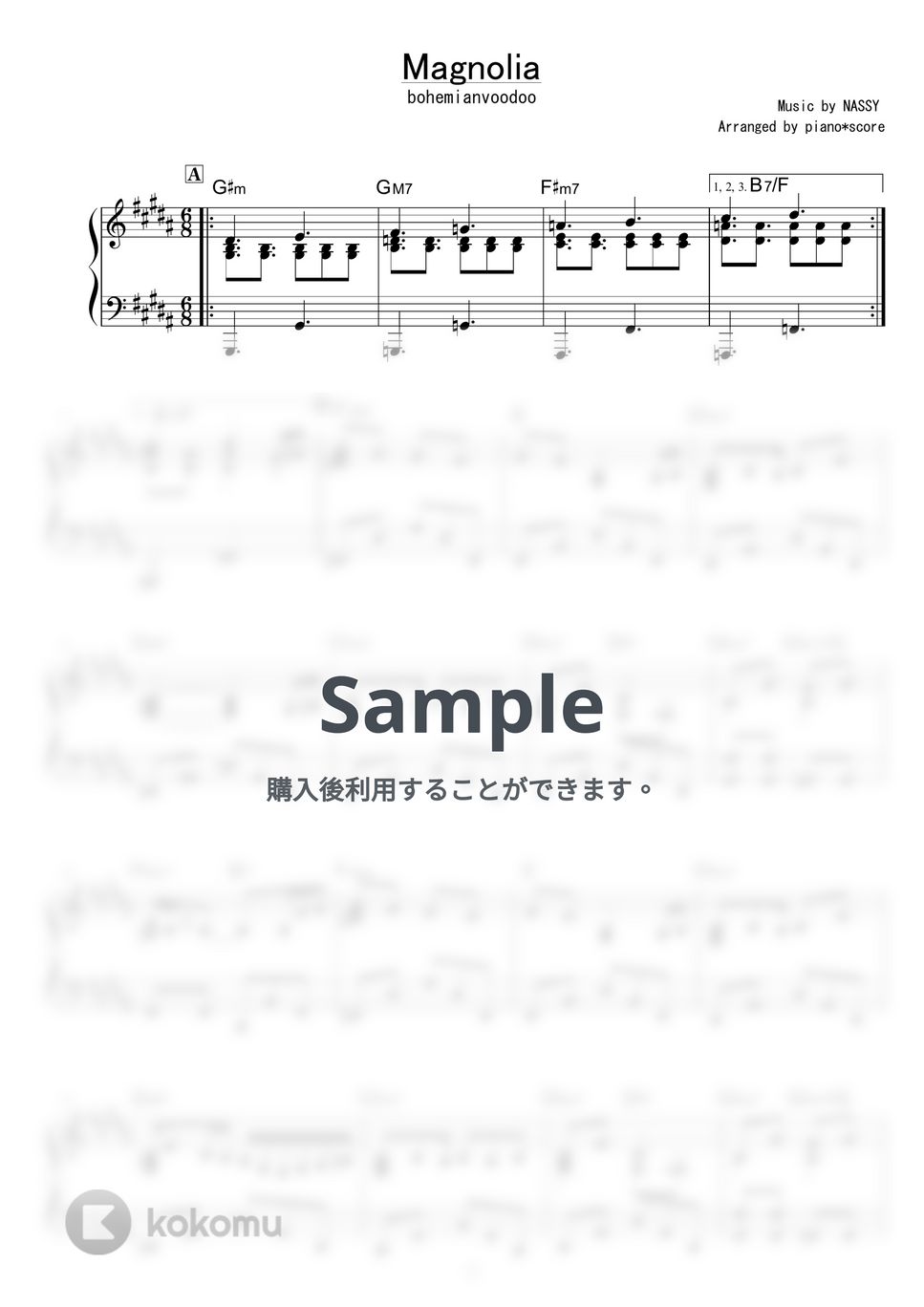 bohemianvoodoo - Magnolia by piano*score