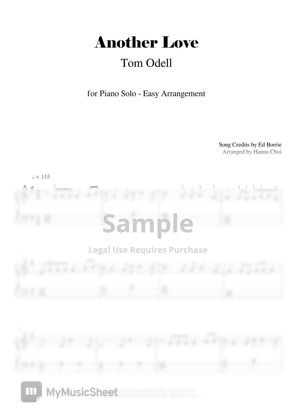 Another Love Tom Odell Easy Solo Piano Sheet Music For Piano Another Love