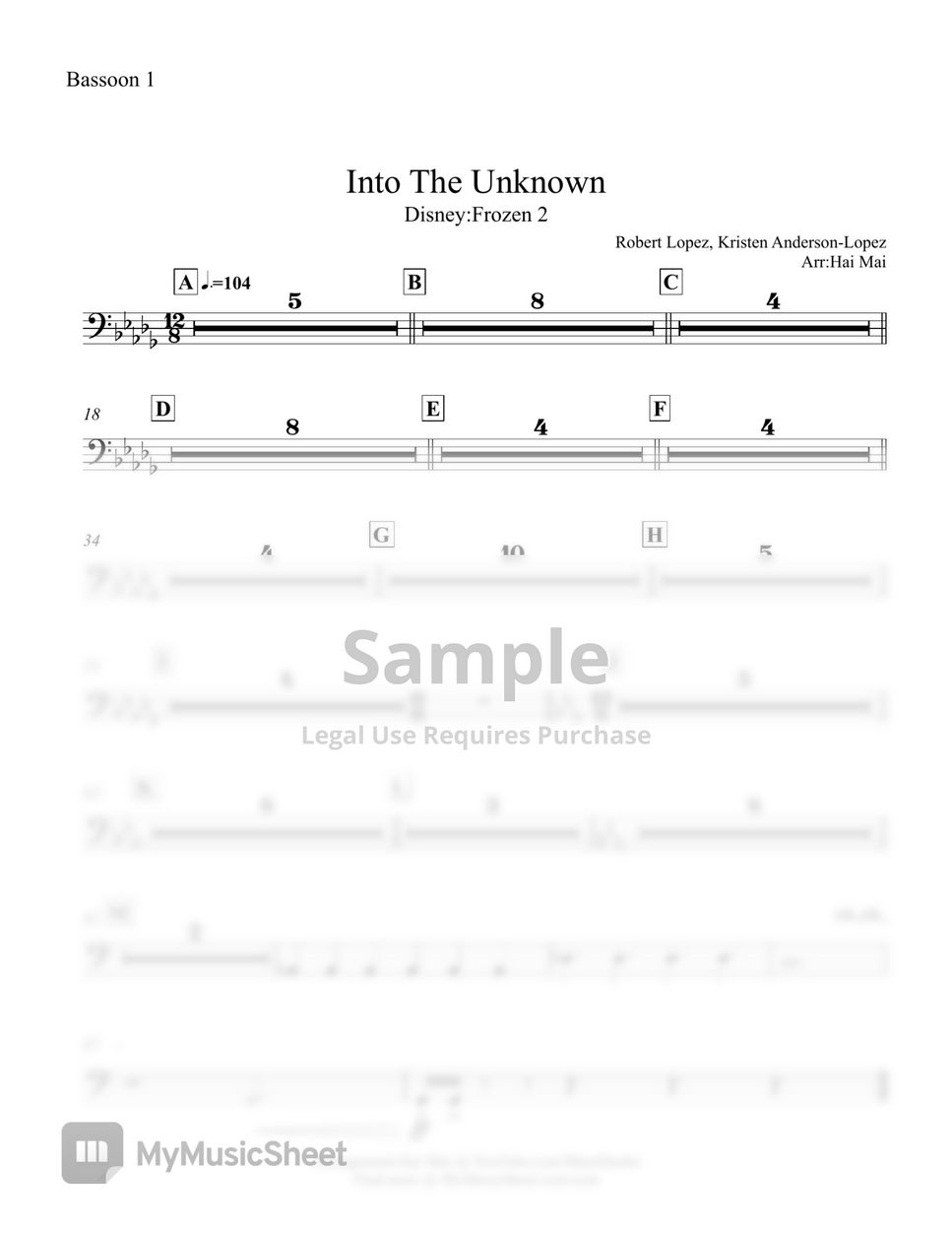 Kristen Anderson-Lopez, Robert Lopez - Into The Unknown(Disney:Frozen 2) for Violin solo and Orchestra - Set of Part by Hai Mai