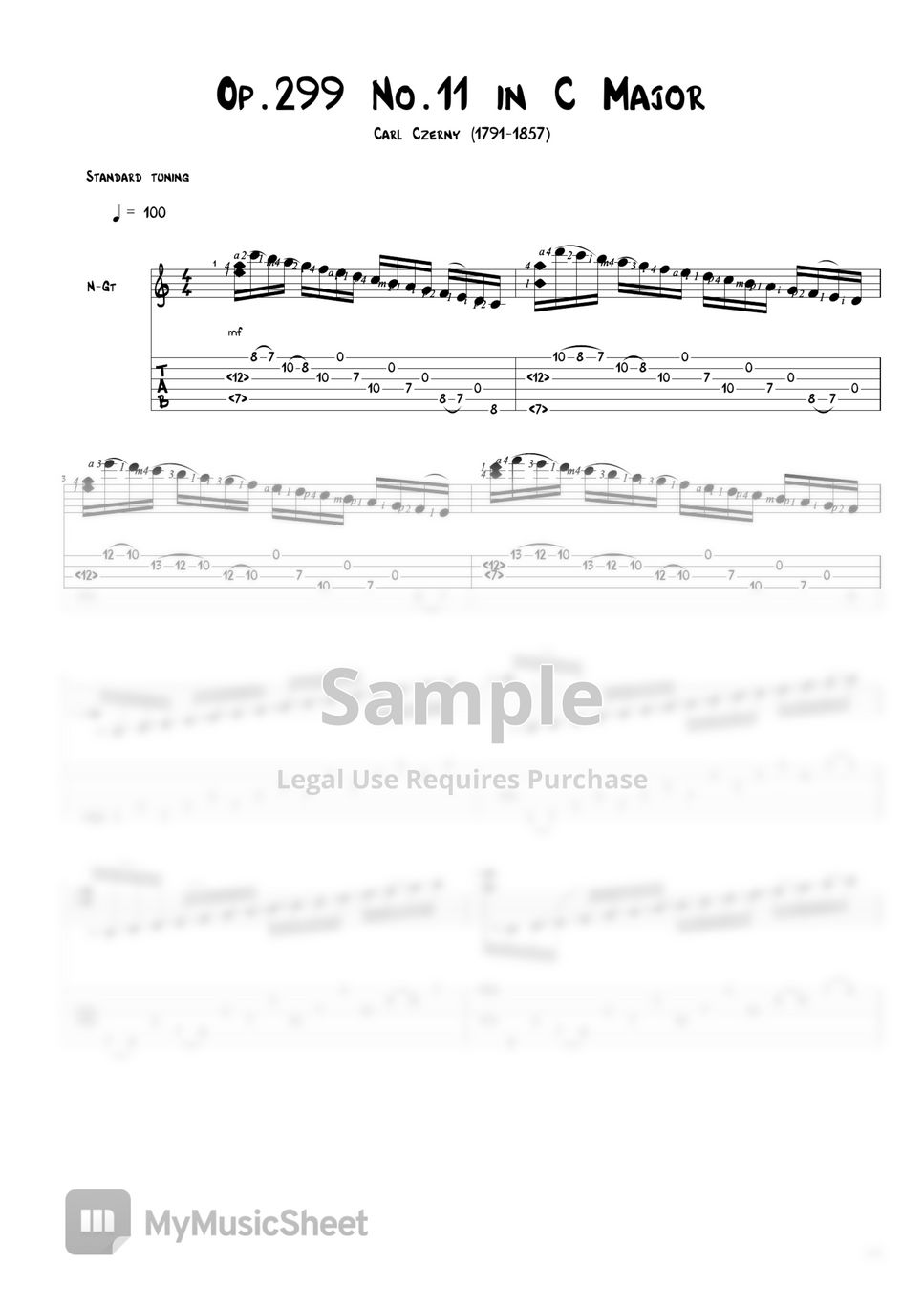 carl-czerny-op-299-no-11-in-c-major-sheets-by-agape-guitar