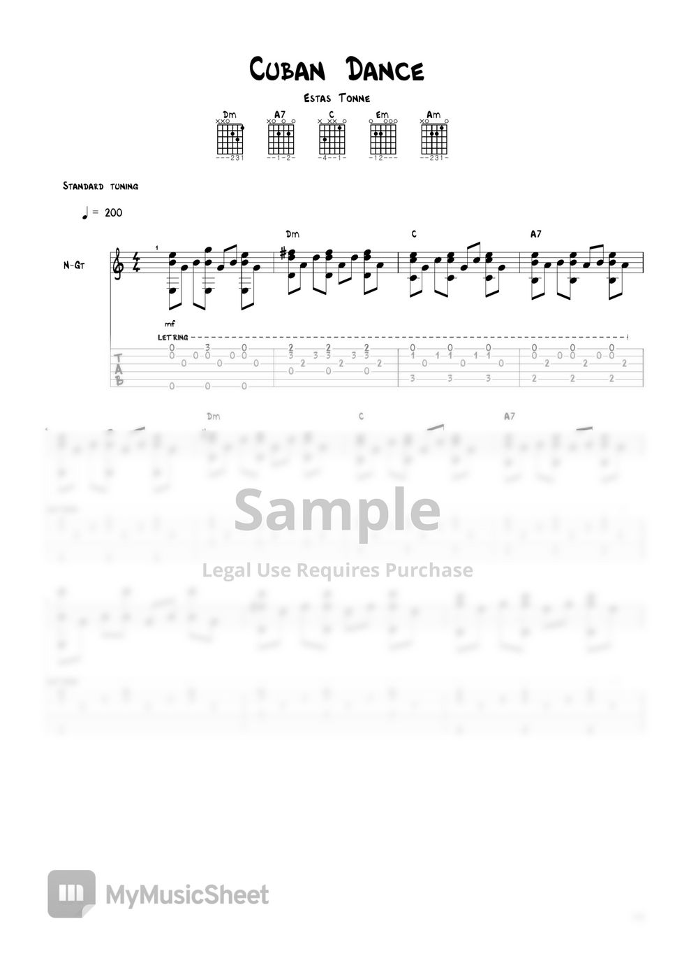 Estas Tonne Cuban Dance Tab + 1staff by Agape Guitar