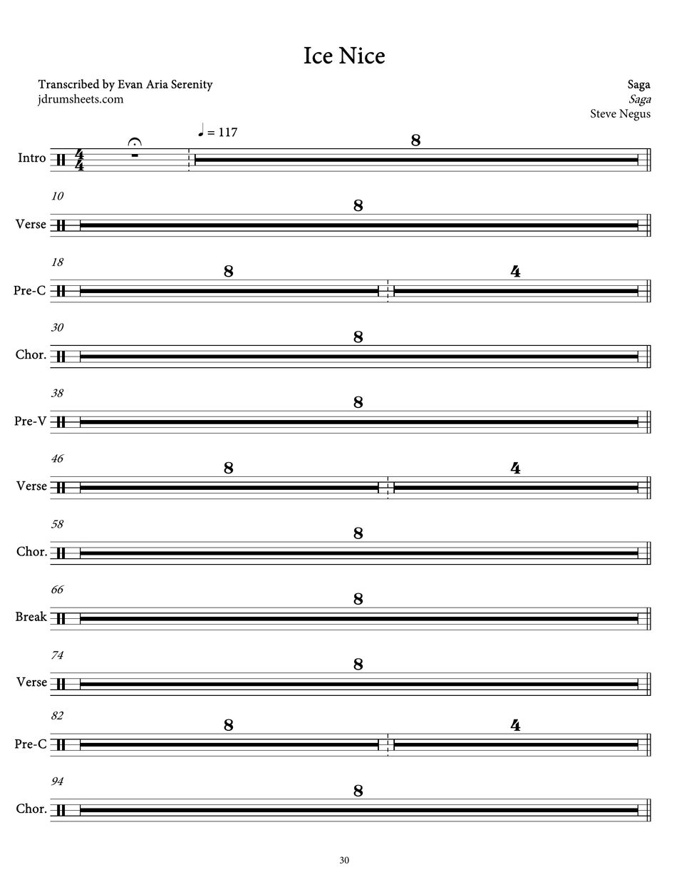 Saga - Ice Nice by Jaslow Drum Sheets