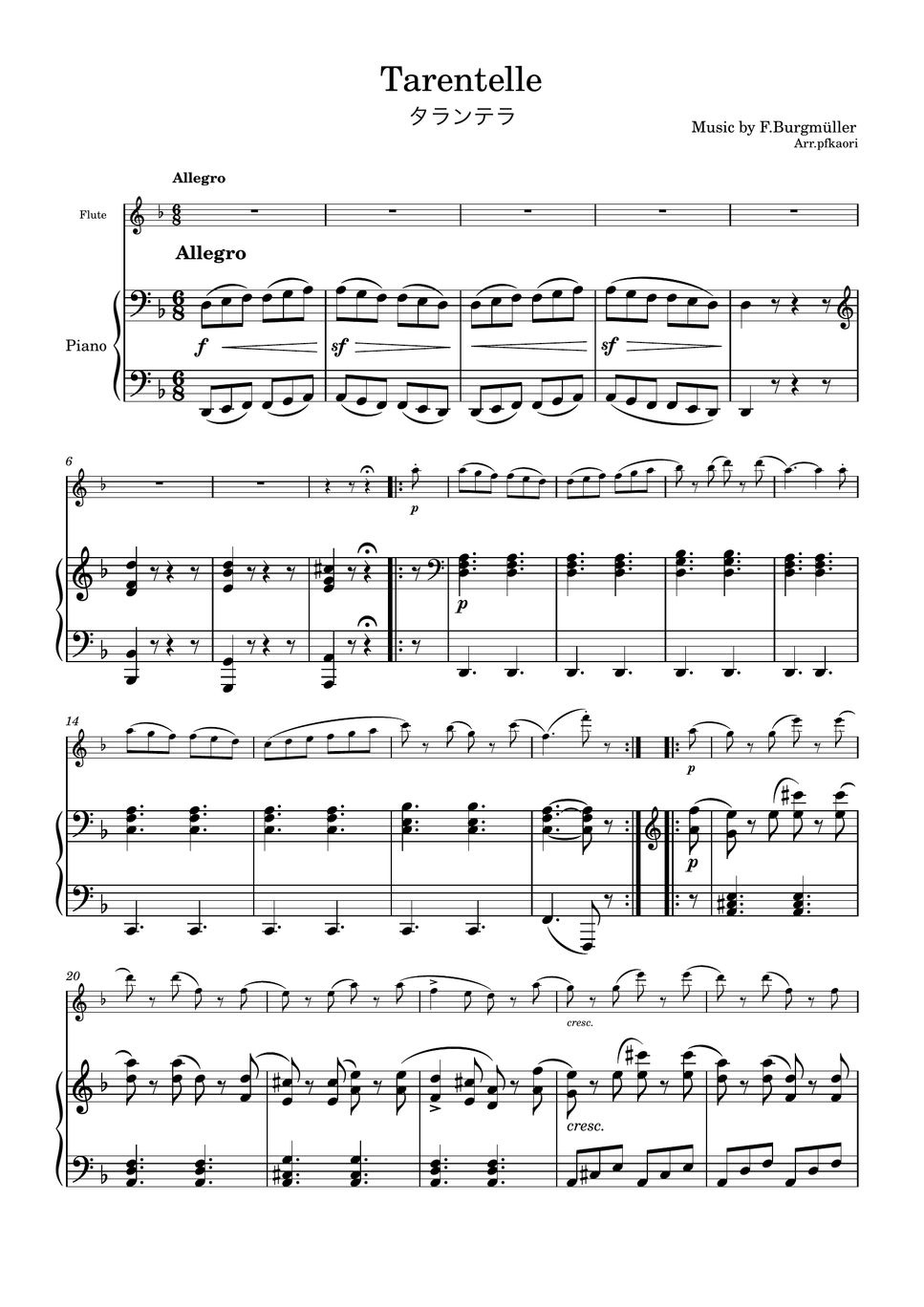 ブルグミュラー - タランテラ (フルート&ピアノ) by pfkaori