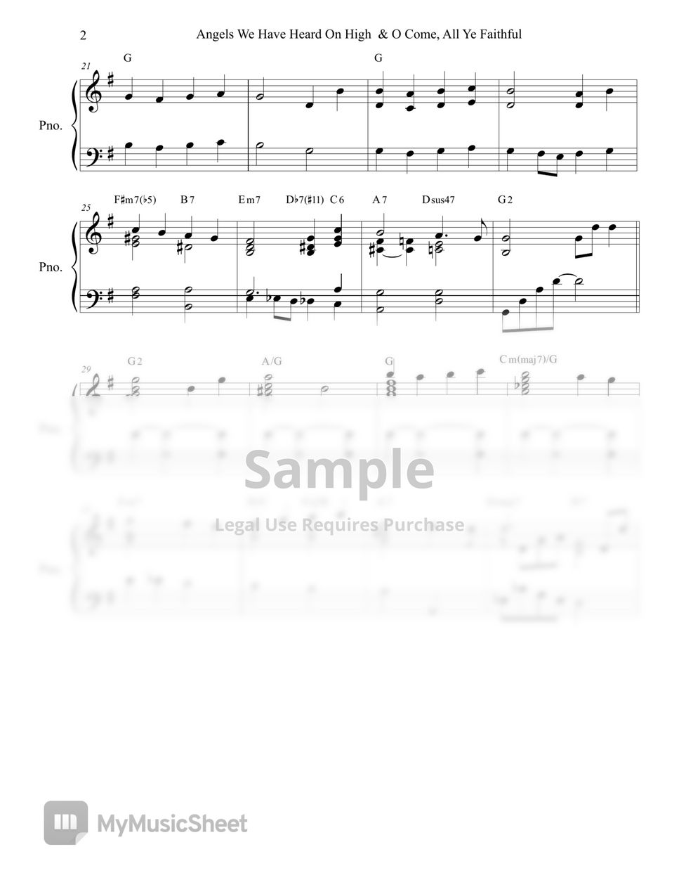 Traditional - Angels We Have Heard On High, O Come All Ye Faithful (Jazz Hymn Piano Sheet, Carol) by jeewon lee