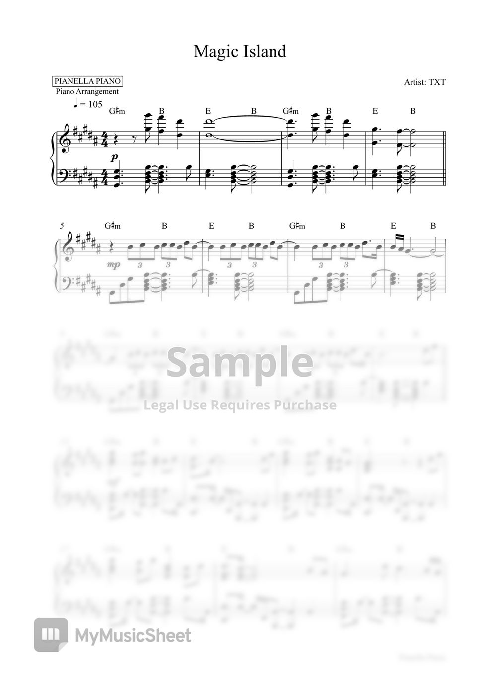 TXT Magic Island (Piano Sheet) Sheets by Pianella Piano