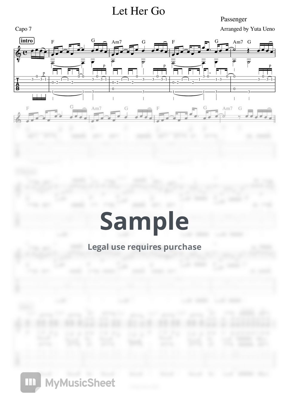 Passenger - Let Her Go (fingerstyle) Sheets By Yuta Ueno