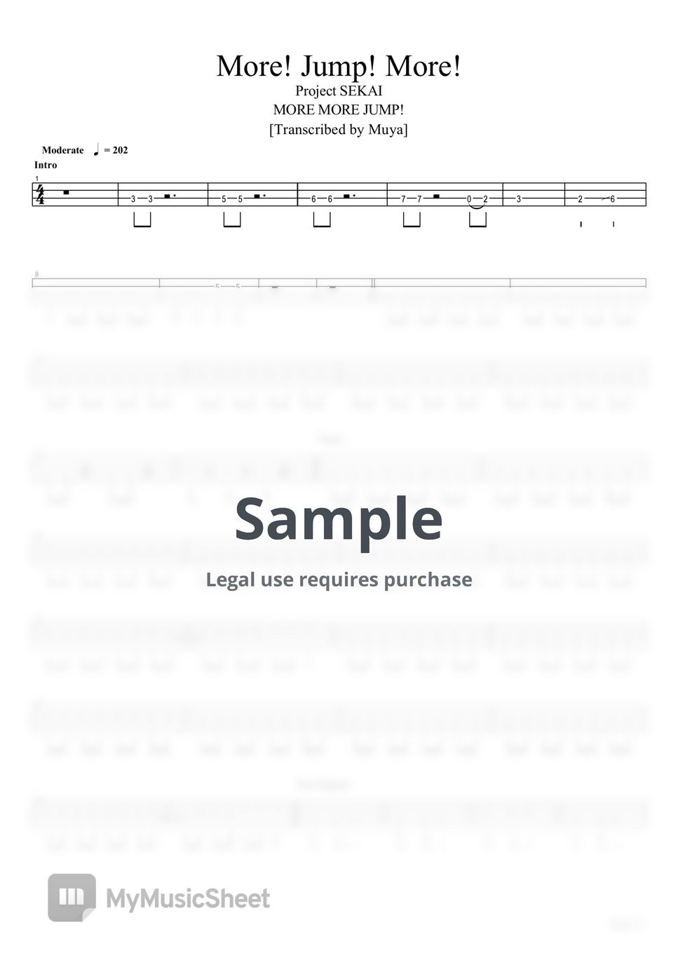 MORE MORE JUMP! - More! Jump! More! (Bass TAB) Sheets by Muya