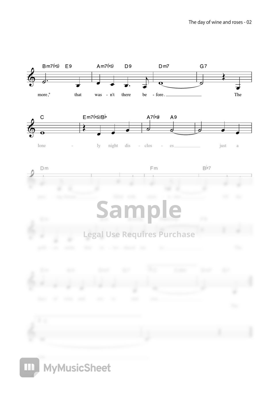 The days of wine and roses vocal magazine sheets by far east island