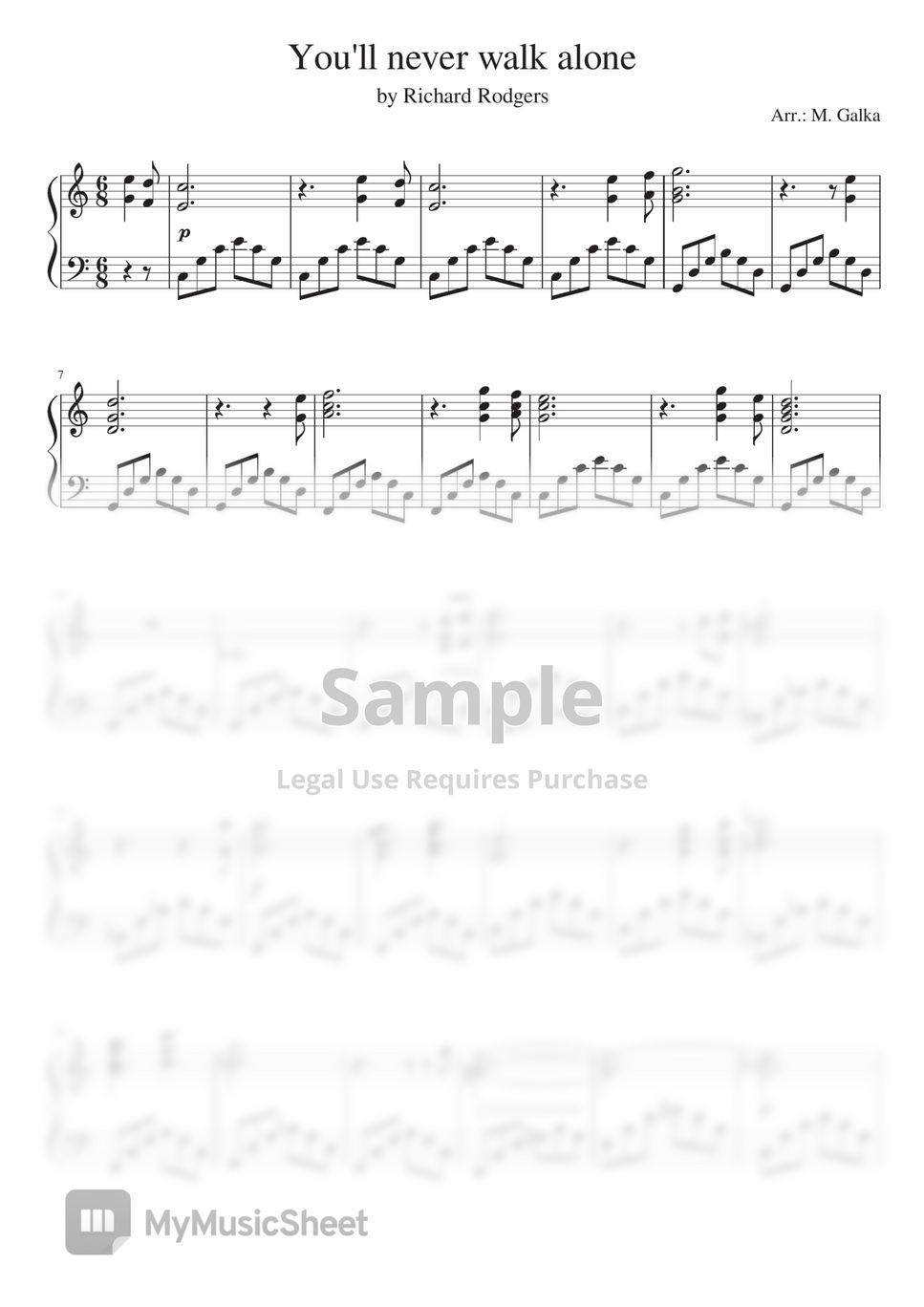 Richard Rodgers You'll never walk alone Piano solo Cover (Walk on