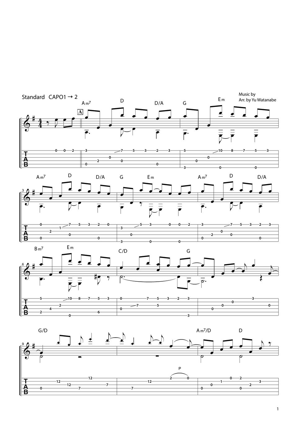 Kome Club） 君がいるだけで（Just because you are there) TAB by Yu Watanabe/わたなべゆう
