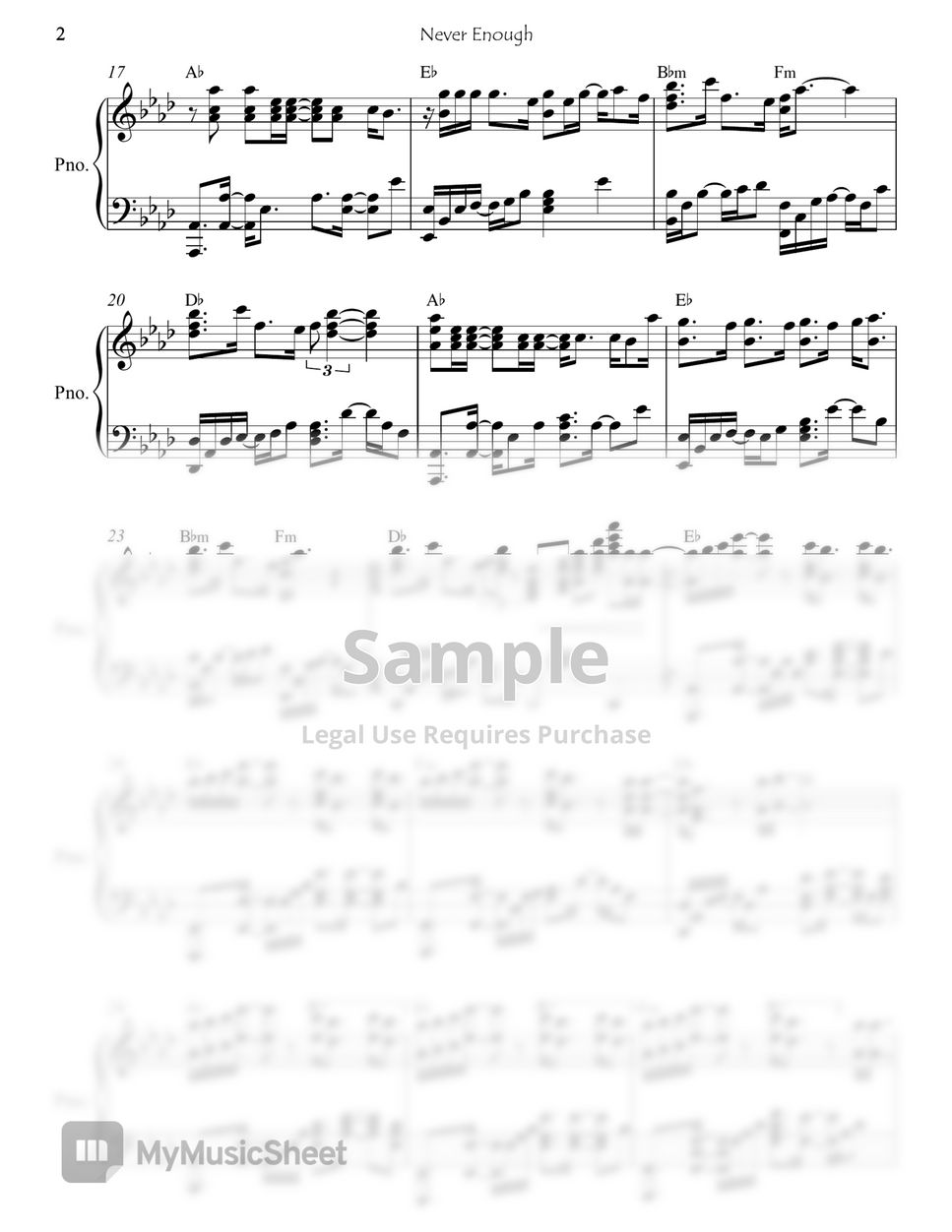 Loren Allred - Never Enough (The Greatest Showman OST) Piano Sheet by.  Gloria L. Spartito