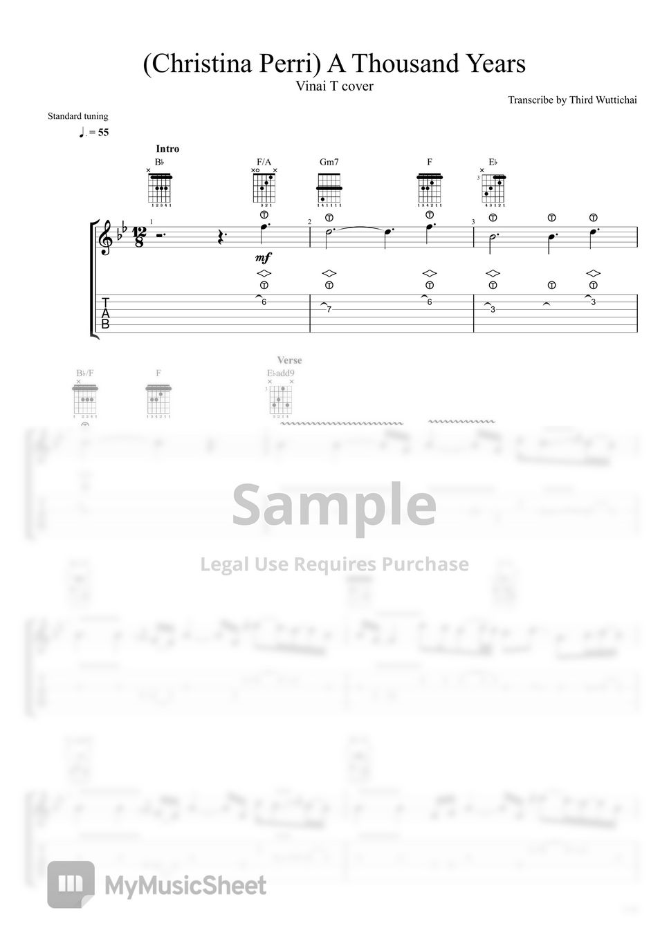 a thousand year guitar chords