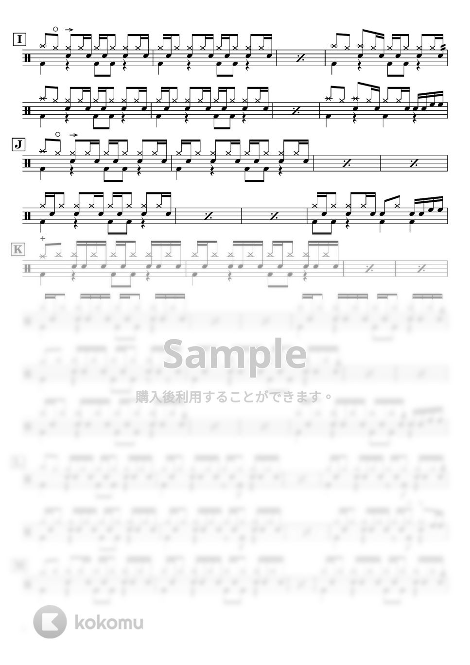 BUMP OF CHICKEN - 【ドラム譜】ガラスのブルース (28 years round)【完コピ】 by Taiki Mizumoto